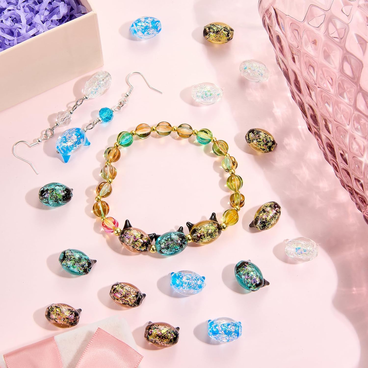 Ornaland 20 Pcs Cat Lampwork Glass Beads for Jewelry Making Bulk Cute Cartoon Cat Animals Handmade Spacer Beads for Jewelry Making Bracelets Earrings Necklaces DIY Crafts - Image 5