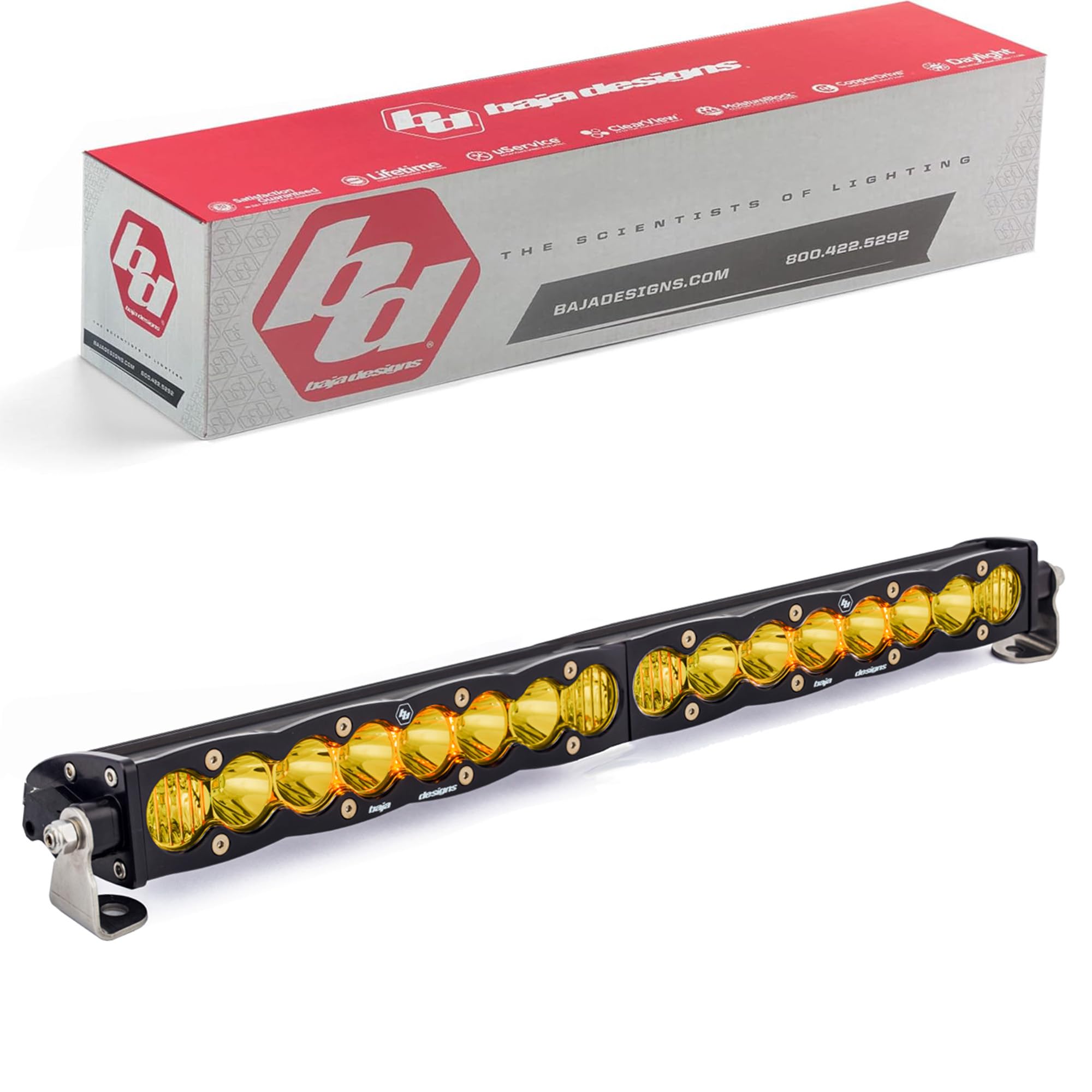 S8 LED 20" Light Bar - Slim Off-Road LED Light Bar for Trucks, Wranglers, 4x4, UTV, ATV - Amber Backlight (Driving/Combo; Baja Amber Lens)