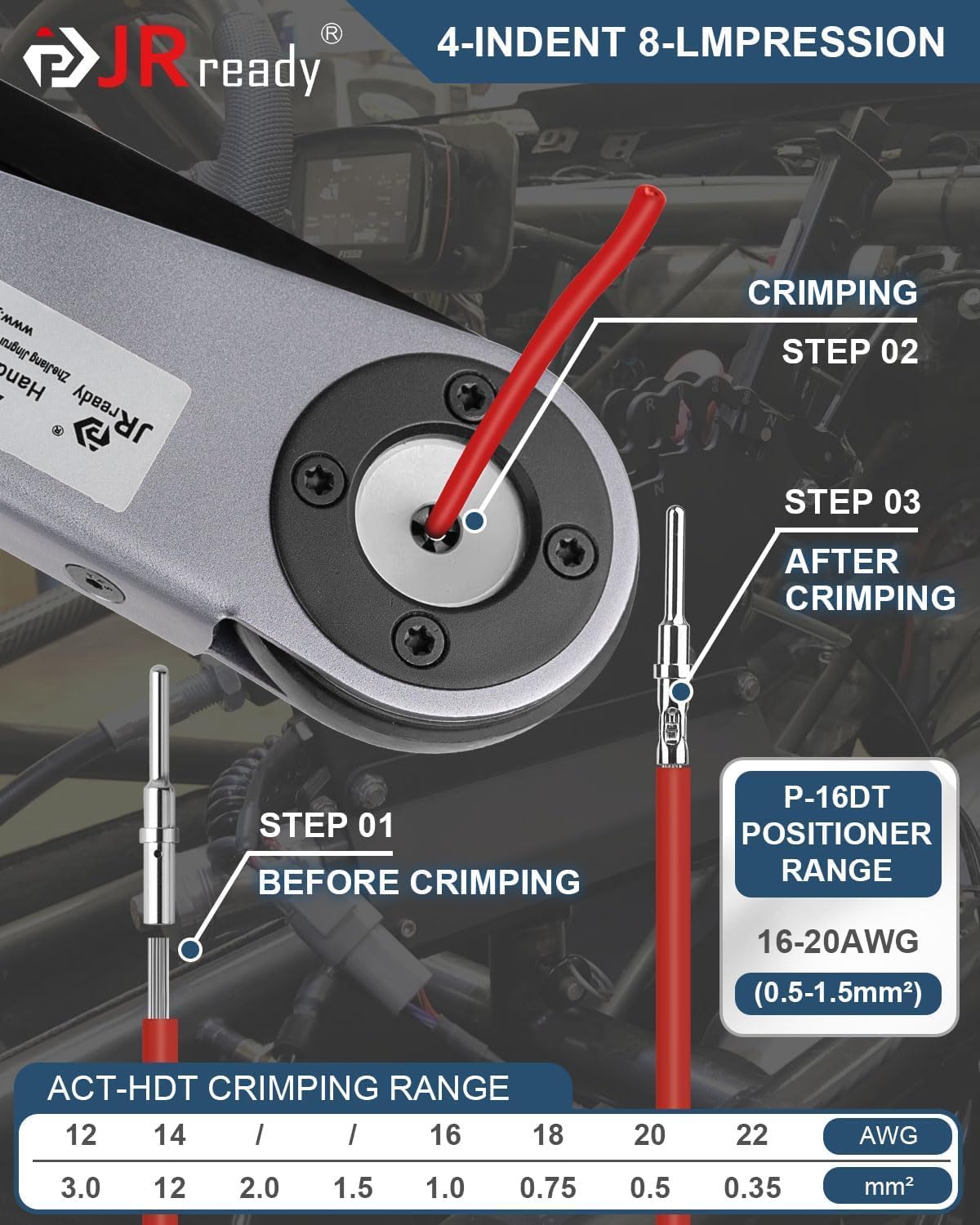JRready DW5008-01 Deutsch Connector Kit, 2 3 4 6 8 12 Pin IP68 Waterproof DT Plug Connectors, Deutsch Crimp Tool, Size 16 Solid Contacts 16-20 AWG, Seal Plug, for Automotive, Marine,Motorcycle