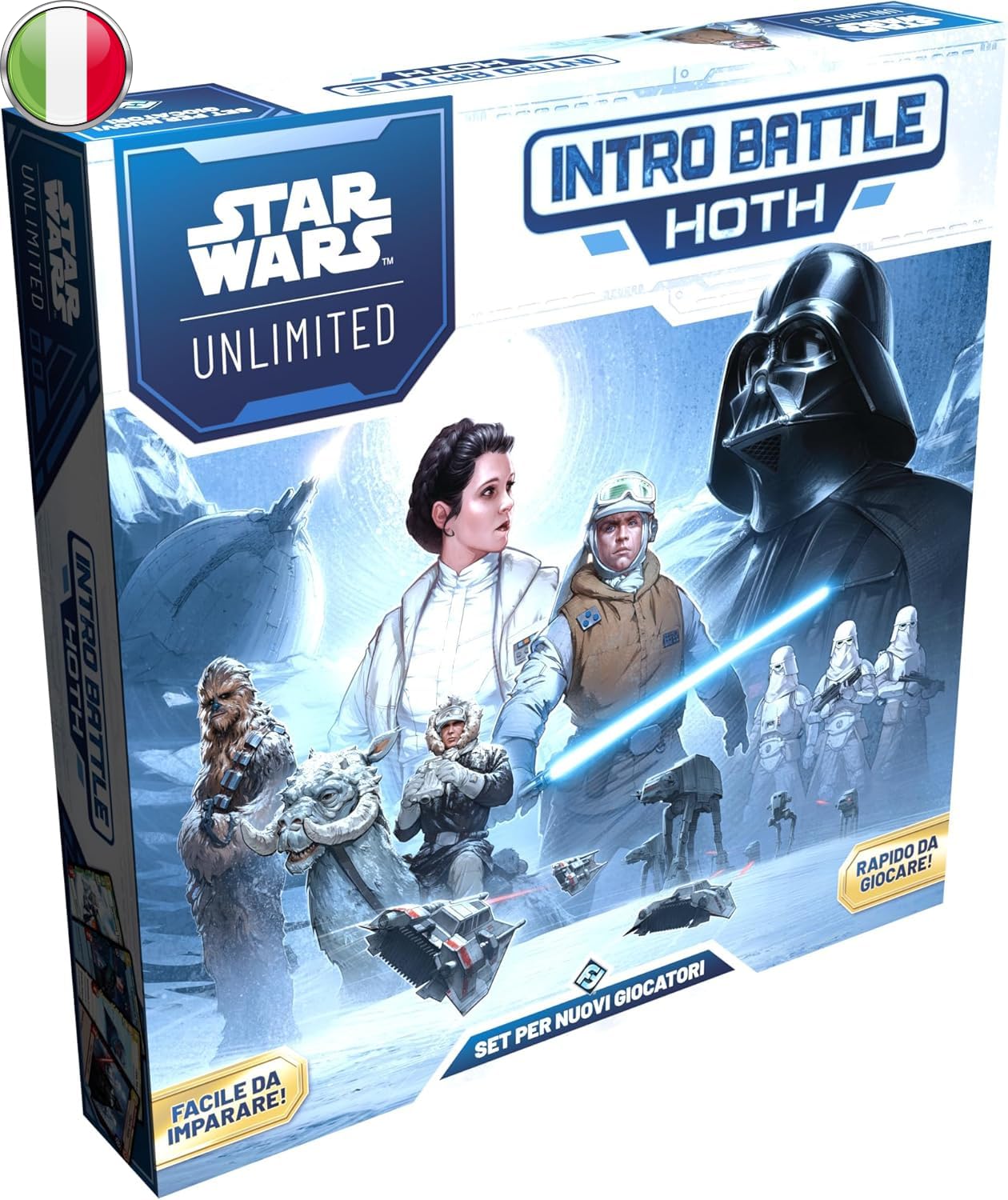 Asmodee Star Wars: Unlimited TCG - Intro Battle Hoth - zestaw startowy kart kolekcjonerskich z gotowymi taliami dla dzieci i dorosłych w wieku od 12 lat, 2+ graczy, 20 minut, włoskie