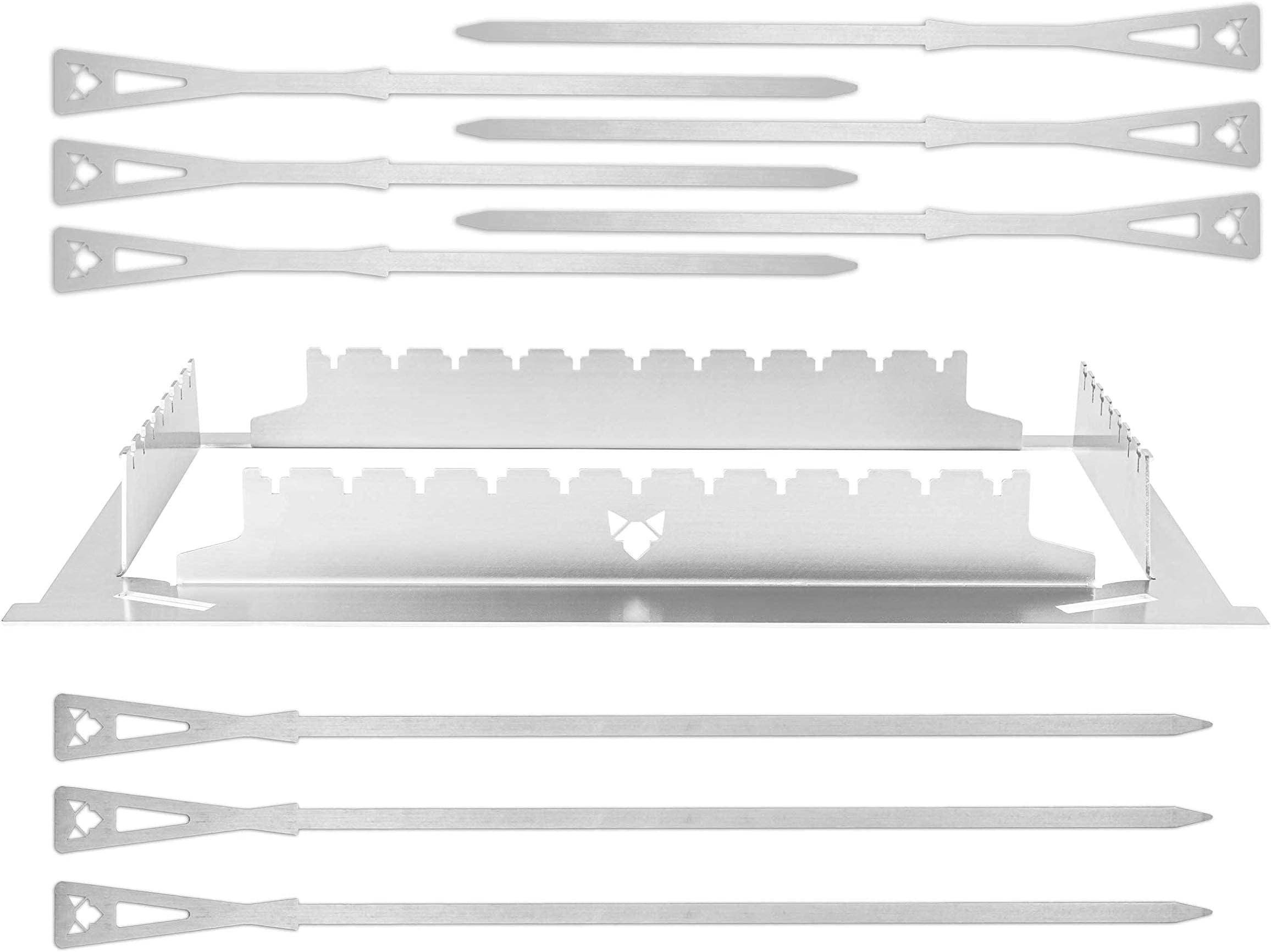 FENNEK2.0 Barbecue Skewers and Holder Set | Stainless Steel | Made in Germany | Set of 10