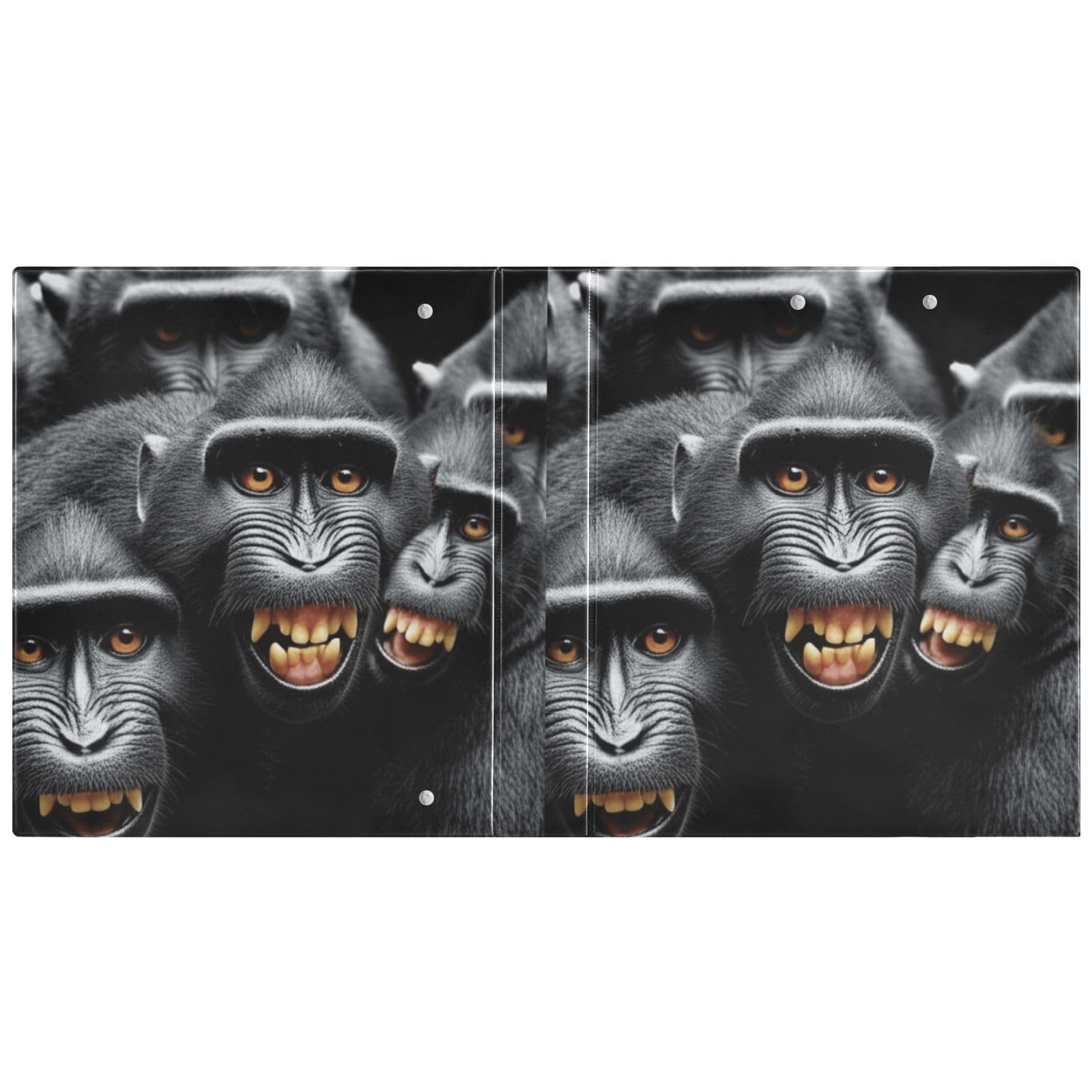 Monkeys Black 3 Ring Binder 1.5 Inch, Flexible D Ring Binder with Pockets, 3 Ring Binders for School, College, Office, one sizex2