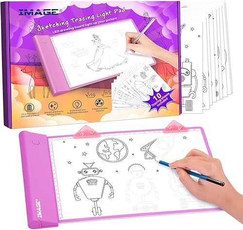 Miniatura 10 de IMAGE Almohadilla de trazado iluminada, tableta de dibujo azul, tablero para colorear para niños y niñas, regalo para niños y niñas (incluye 10