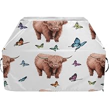 Highland Calves Butterflies Grill Cover 65 inch BBQ Grill Cover, Heavy Duty Waterproof Anti-UV Barbecue Cover for Weber Char-Broil Nexgrill Grills and More