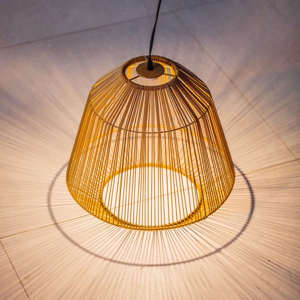 Lumisky MAYA Suspension solaire bohème LED blanc chaud H39cm vannerie tressée