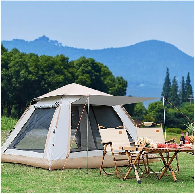 خيمة تخييم مزدوجة واربعة نوافذ، خيمة منبثقة مقاومة للماء، خيمة تعتيم متينة ممتازة للتخييم ومقاومة للماء، للمشي لمسافات طويلة، 4 رجال