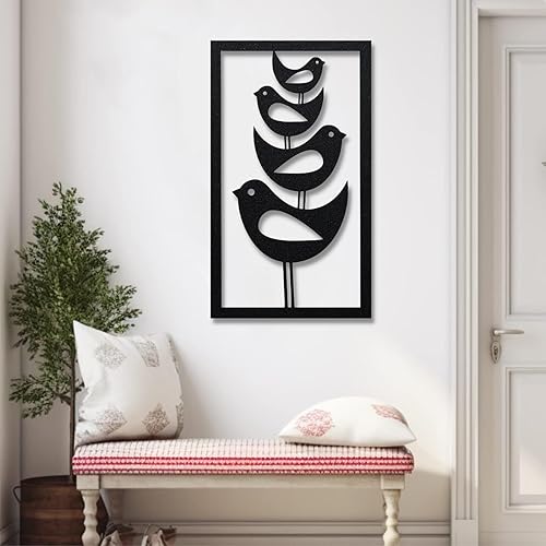 Miniatura 2 de Arte de pared de metal, decoración de pared de pájaros de metal, pájaros apilados modernos de mediados de siglo, arte de pared de pájaros de metal,