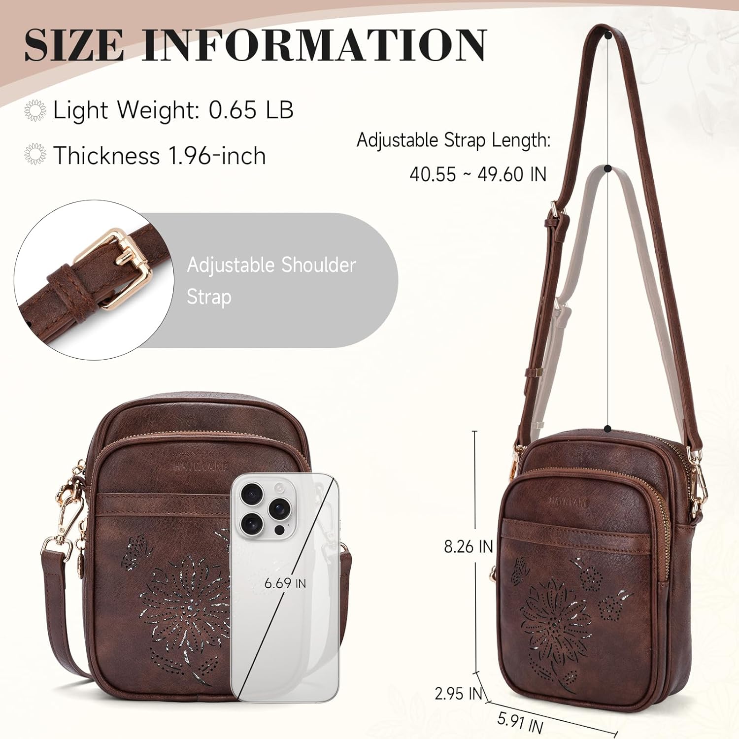 Small Crossbody Bags for Women, RFID Phone Purse with Card Slots, Triple Compartments Lightweight Shoulder Bag