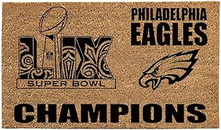 Team Sports America NFL Philadelphia Eagles Superbowl 59 Championship Natural Coir Doormat | 28 x 16 inches | Non Slip Back | Front Door Welcome Floor Mats | Indoor Outdoor Entrance Home Décor