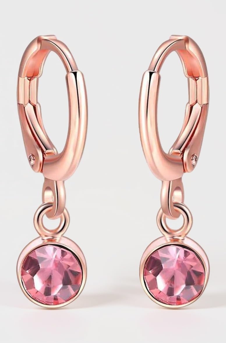 Rose Gold Plated CZ Jewelry Earrings Crystal Drops & Danglers Clip-on Earring for Girls