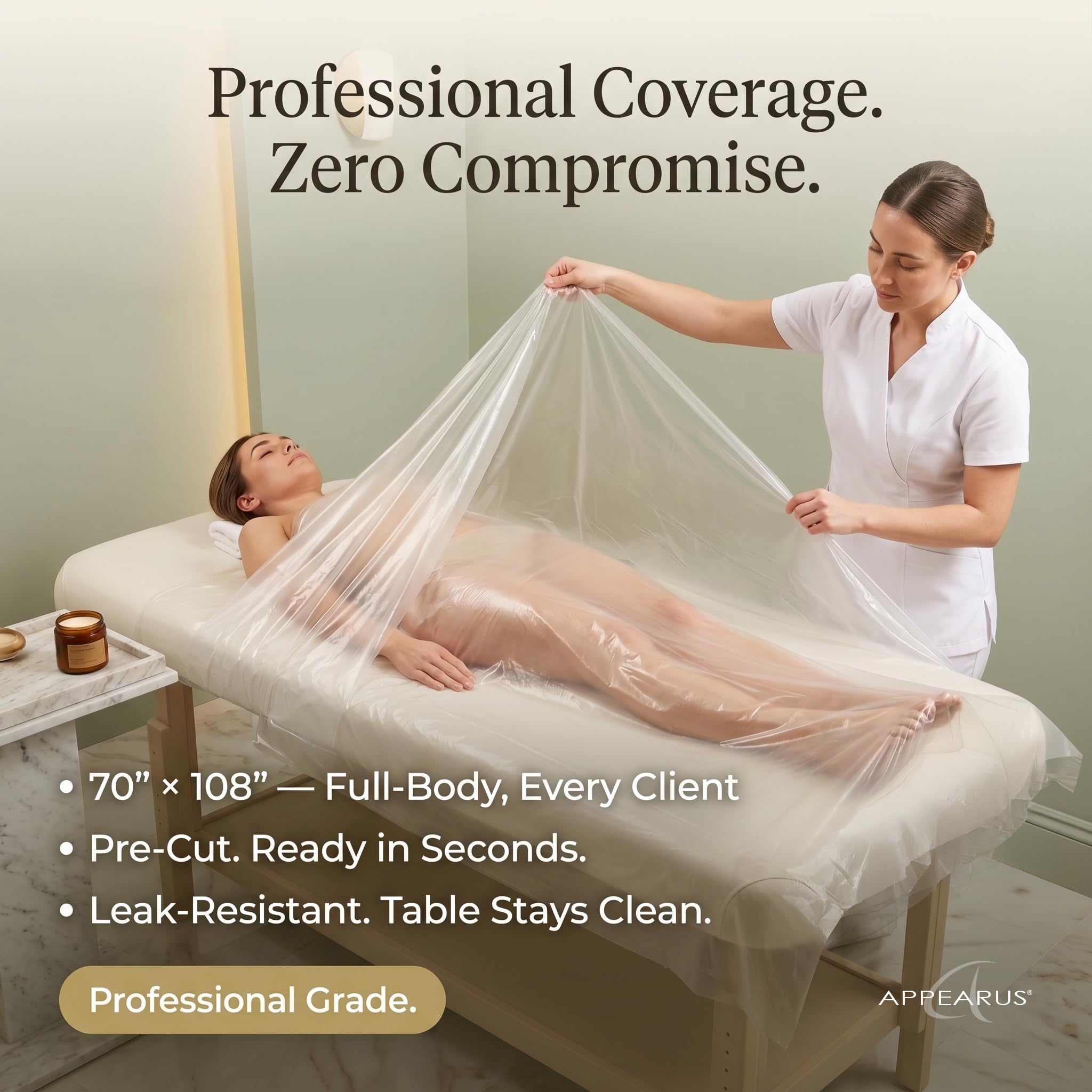 Precut Body Wrap Sheets 24 Count Leak Resistant Film | Lightweight plastic film liners for body wrap and mud applications in esthetician studios and day spas product thumbnail 3