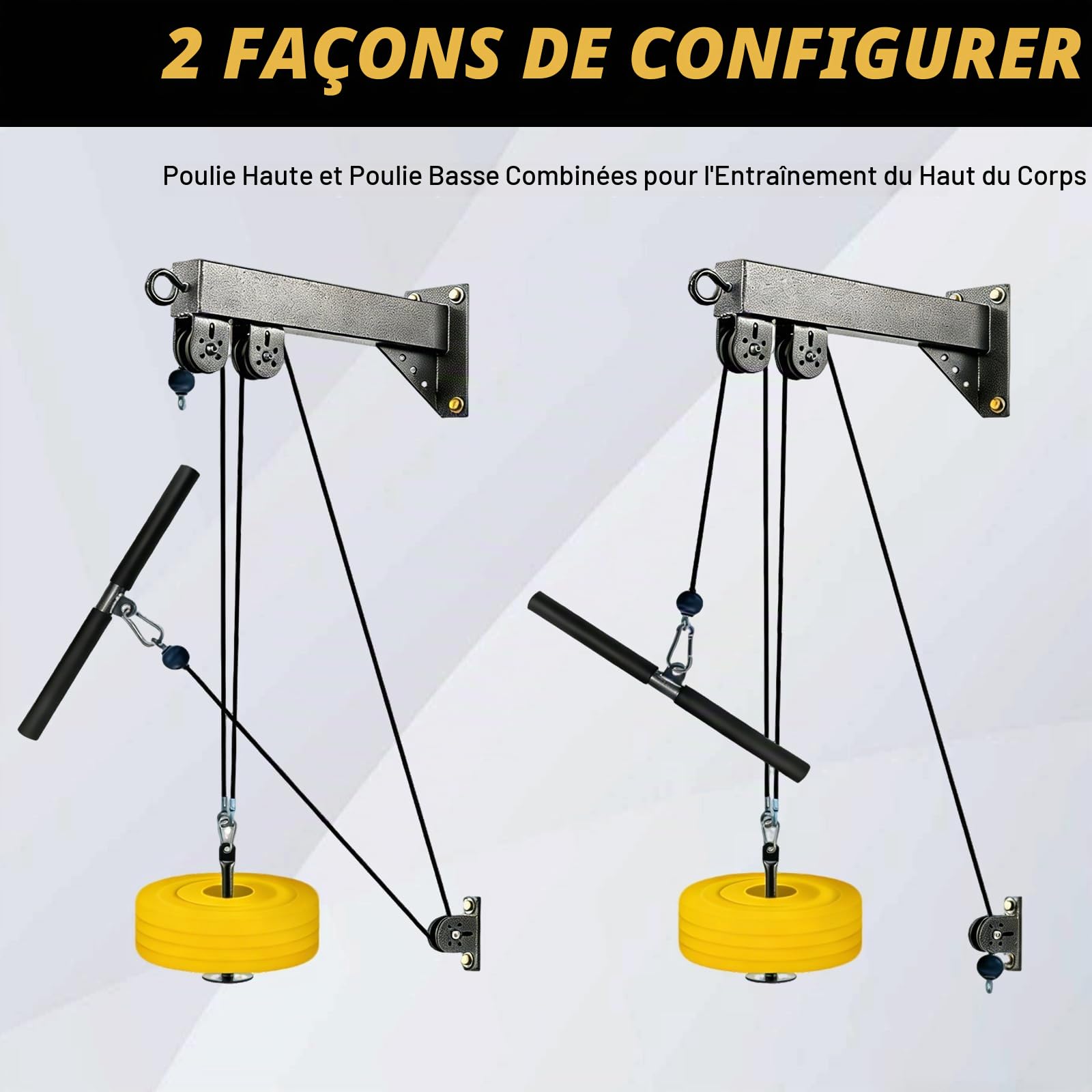 BRGD Poulie Musculation Professionnel Tirage, Système de Poulie D'entraînement pour Flexions de Biceps, Extensions de Triceps, Tirages Verticaux, Tirages Horizontaux et Écartés