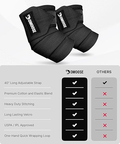 Miniatura 27 de DMoose Fitness Elbow Wraps for Weightlifting (Pair) 40" Adjustable Brace for Joint Support, Pain Relief & Tendonitis - Elbow Straps for