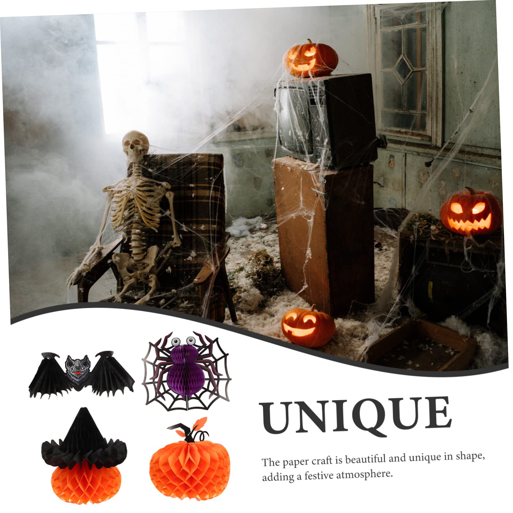 Ciieeo Lot De 3 Décorations De Fête Dhalloween en Papier À Suspendre Structure Simple pour Événements 4 Pièces X 3