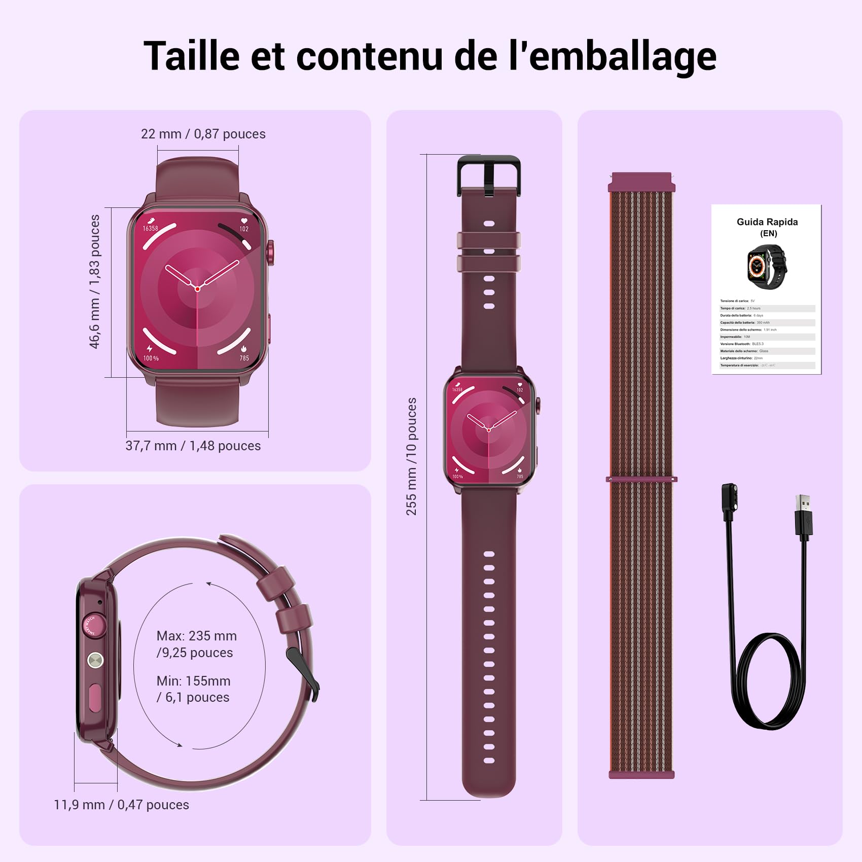 Montre Connectée Femme avec Appels Bluetooth, Écran 1,91″ HD, Fréquence Cardiaque & SpO₂, 120+ Modes Sportifs, Suivi Sommeil & Podomètre, Étanche IP68, Lampe Torche, Sport Montre pour Android & iOS