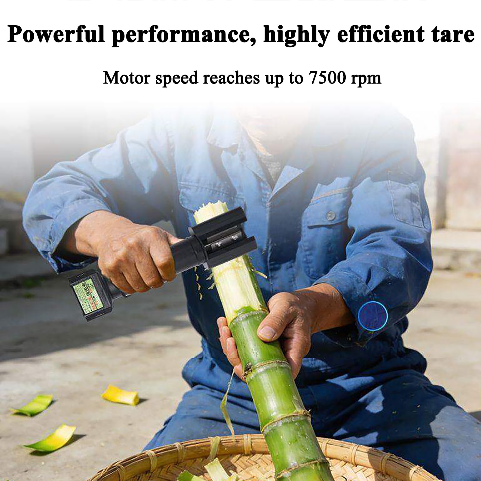 Pelador eléctrico de caña de azúcar, pelador de frutas y verduras recargable, batería de litio de gran capacidad, motor de cobre puro, alta velocidad, 7500 rpm