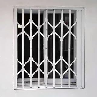 Extra Wide Foldable White Metal Gate for Kids & Pets, Lockable Safety Barrier, Anti-Theft Window Bars, Durable Home Protection for Child & Pet Safety,Size_Name,W50xH70cm/20x28in