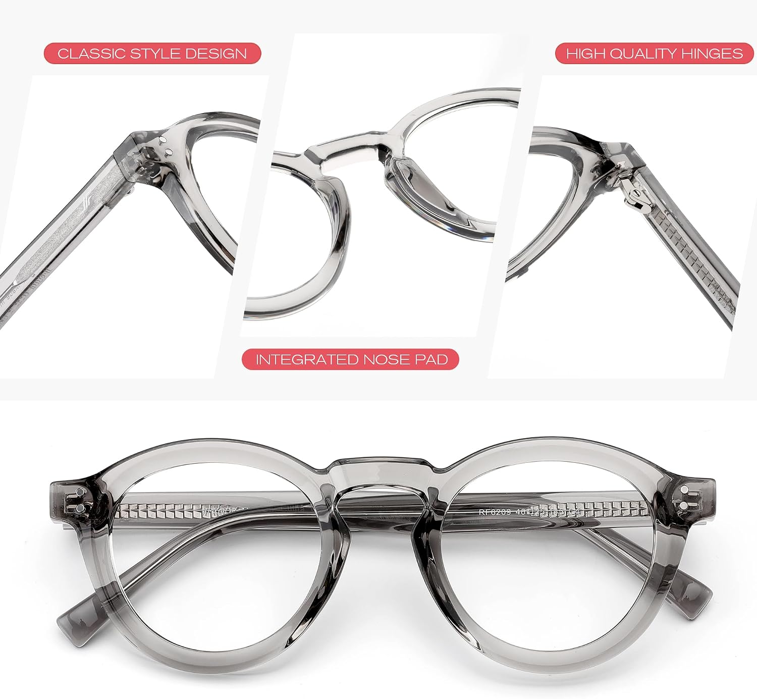 Blue Light Blocking Glasses Women Men, Retro Round Frame RF6209 image 4