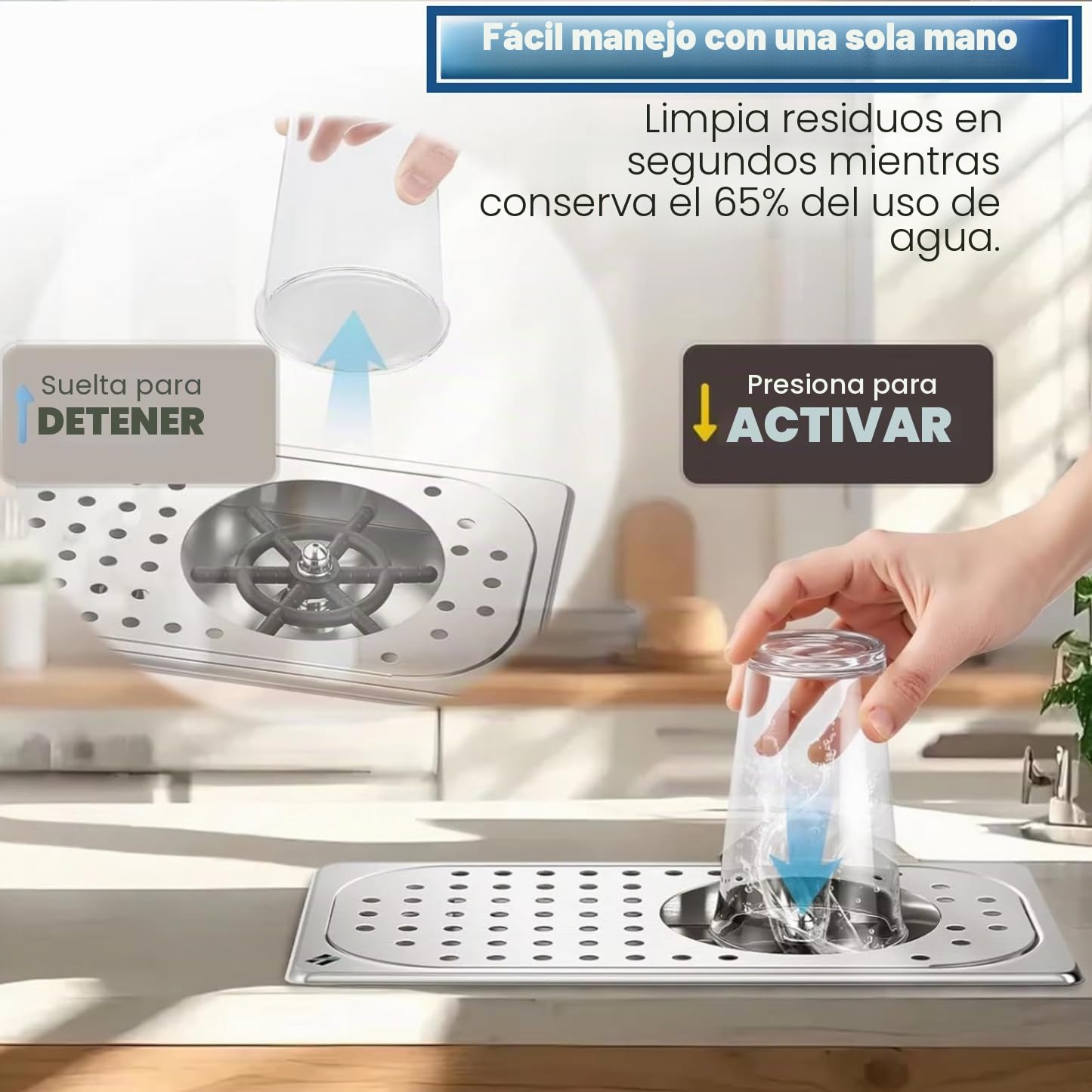 4.49 inch de Diámetro 201 Acero Inoxidable Leche Taza de té Lavador Limpiador Barra de Enjuague de Vidrio Enjuagadora de vidrio G1/2in