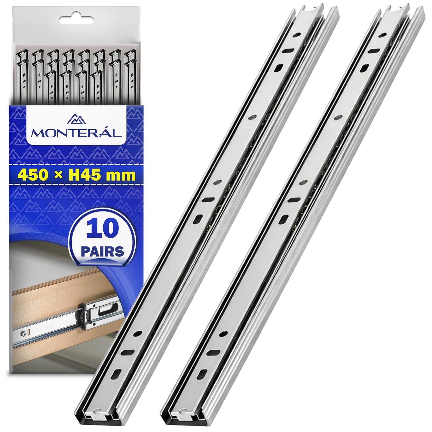 10 Paare Kugelgelagerte Schubladenschiene 450x45 mm