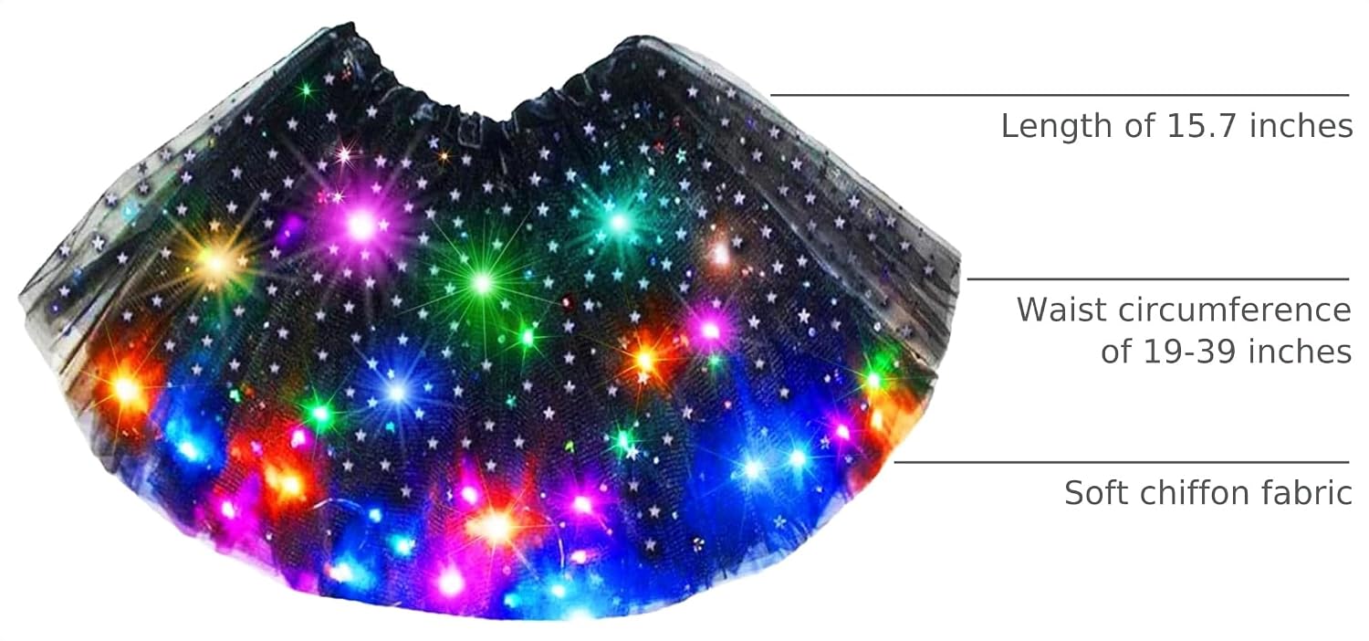 Nicute Light Up Tutu Led Layered Tulle Tutus Skirt for Women