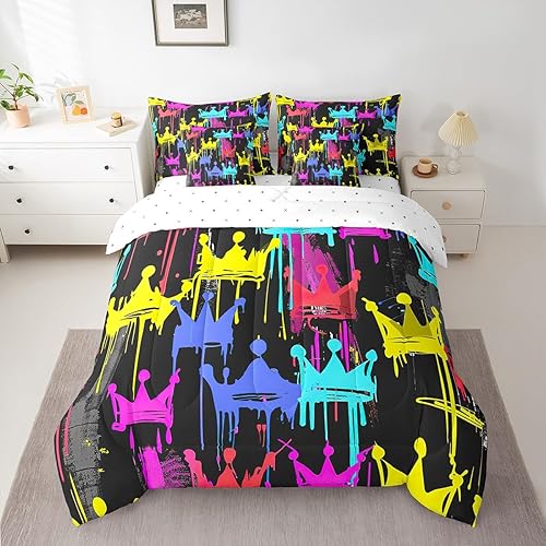 Miniatura 14 de Manfei Juego de edredón de 7 piezas con notas musicales tamaño individual, juego de cama con temática musical retro para niños y niñas, ropa de cama