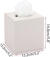 Vista 5 de Sumnacon Square Linen Tissue Box Cover - Stylish Cube Tissue Box Holder with Magnetic Bottom, Decorative Tissue Box for Vanity Toilet Tank Dresser