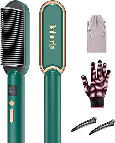 Cepillo alisador de cabello cepillo alisador iónico mejorado con función anticaldo y apagado automático de 20 minutos para salón de belleza en casa