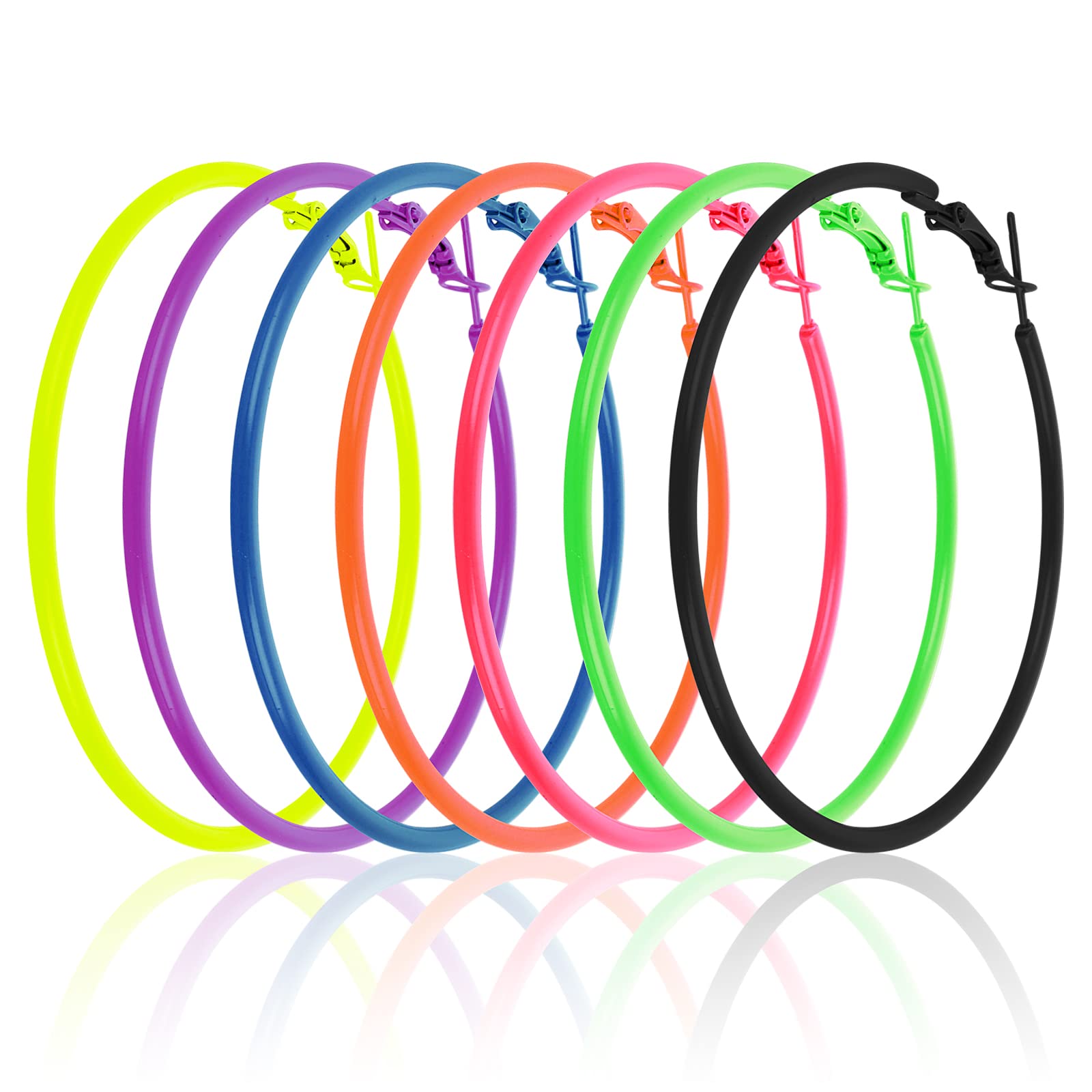 4 Paia Di Orecchini A Cuore In Acrilico Neon – Stile Anni '80, Colorati E Leggeri – Accessori Per Feste A Tema E Uso Quotidiano