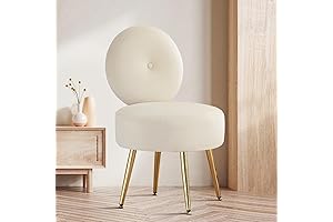 Furniliving Armless Vanity Chair: Chic Velvet Vanity Stool with Solid Metal Legs...