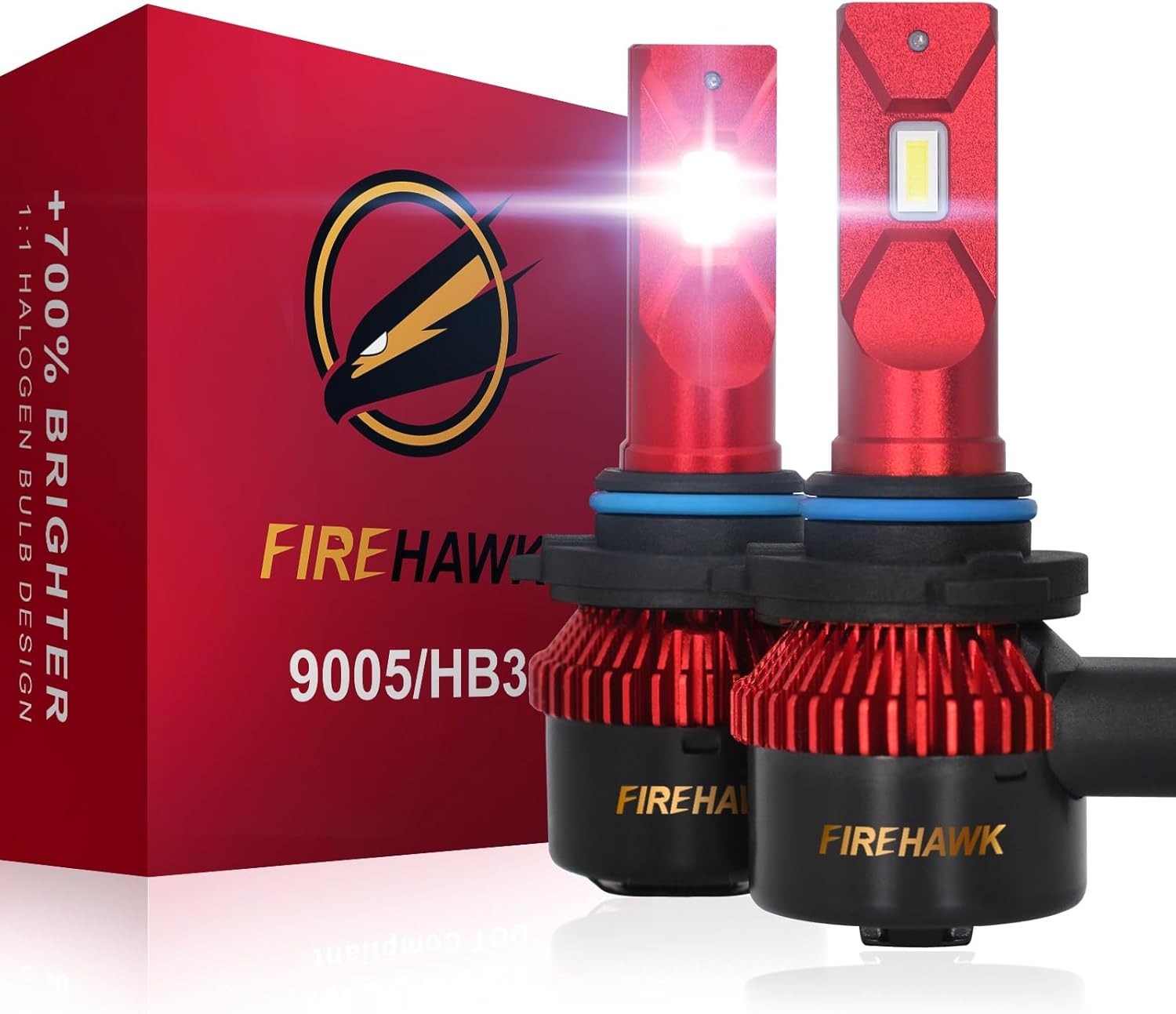 Firehawk 2026 New 9005/HB3/H10/9145 LED Bulbs 50000LM 700% Brighter 6000K Cool White Japanese Chips IP68 Waterproof Fog Light, Pack of 2