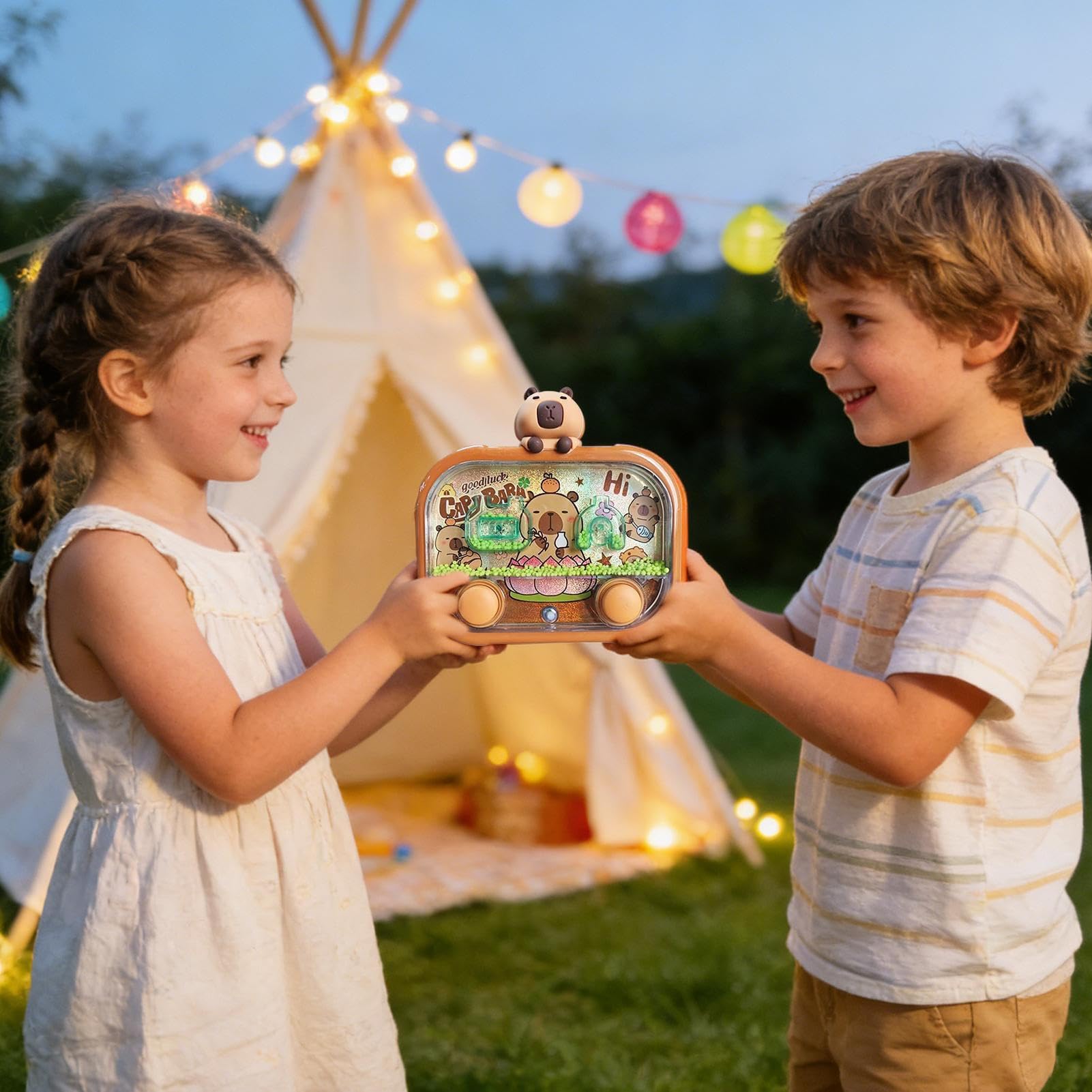 Jeu d'eau Toss Jouet de Lancer de Perles à Deux Boutons avec Lumière LED Fidget