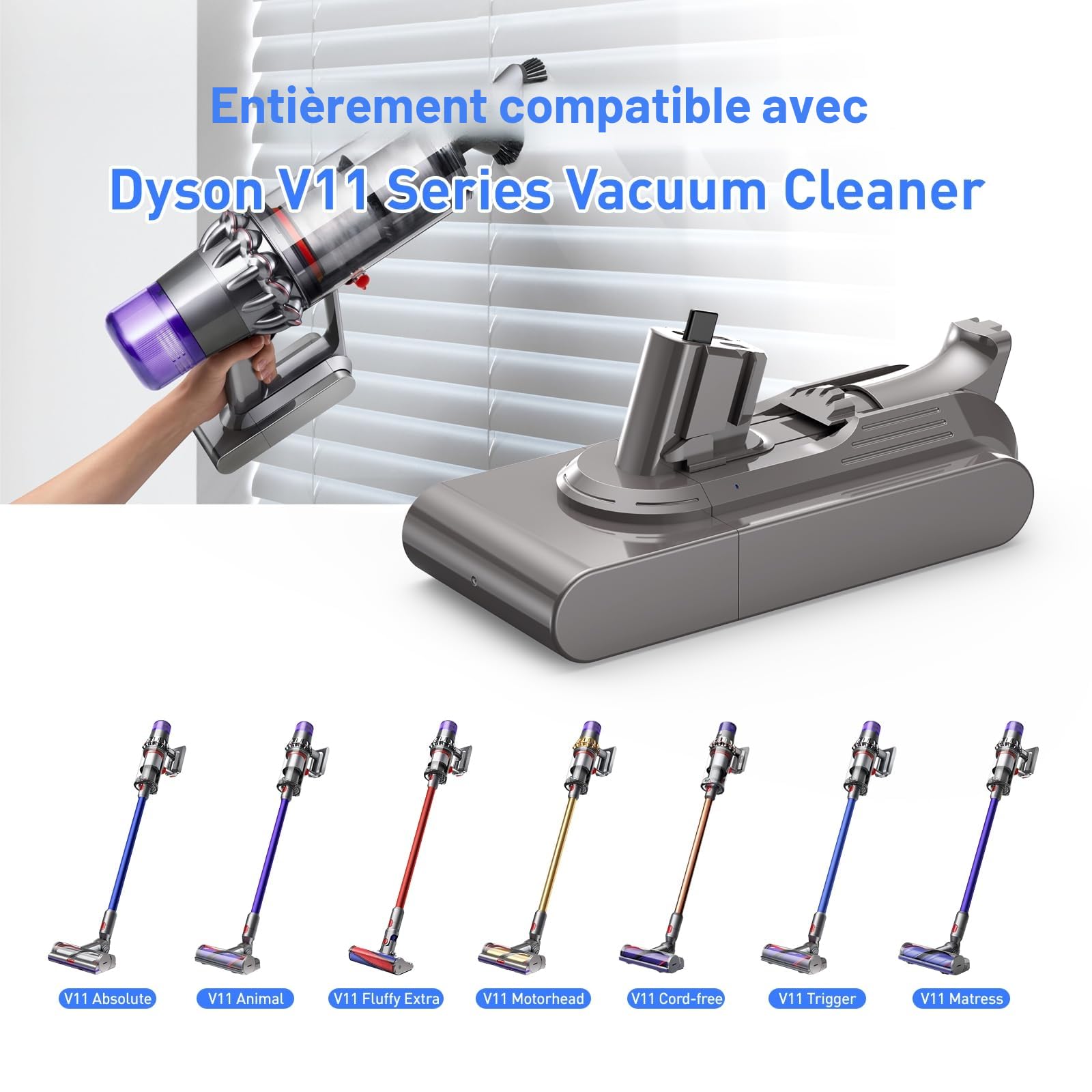 NASTIMA Batterie 25,2V 3900mAh Li-ION Batterie pour Dyson V11 V15 Click-in | Batterie de Remplacement pour Dyson V11 Animal/Absolute/SV15/SV18 Series Aspirateur, Ne Convient Pas Aux Modèles à Visser
