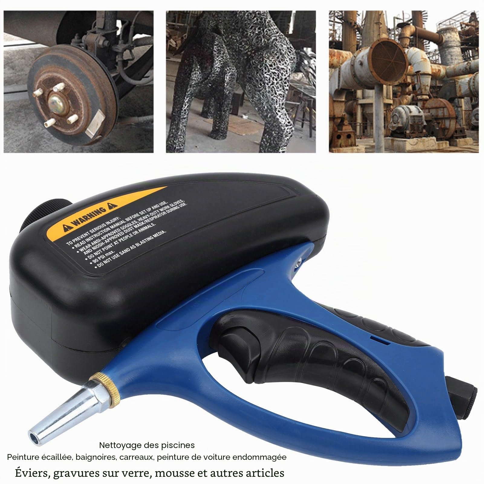 Pistolet de Sablage Portable, Sableuse pour Compresseur d'Air, Buse en Acier Remplaçable pour Métal