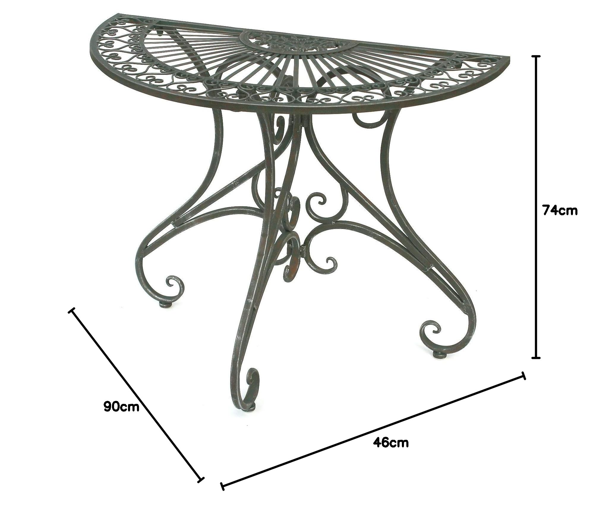 DanDiBo - Tavolino da parete semicircolare, in metallo, 90 cm, 130434