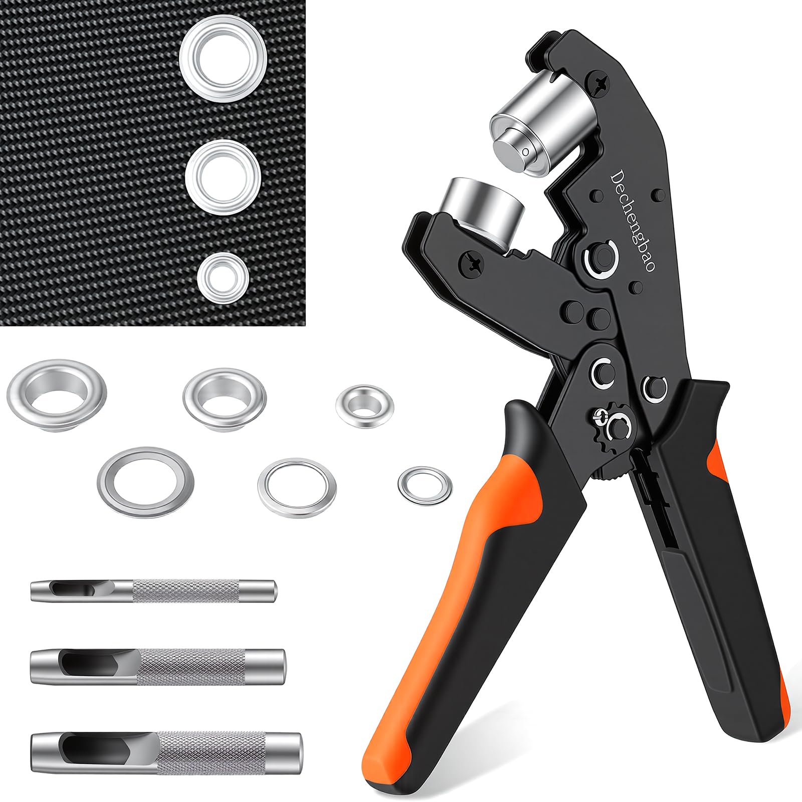 Ratchets Ösenzangen-Set mit 300 Metallösen, Lochwerkzeug mit 1/4", 3/8", 1/2" Bohrgrößen für Planen, Zelte, Leinwand, Vinyl und Lederverarbeitung