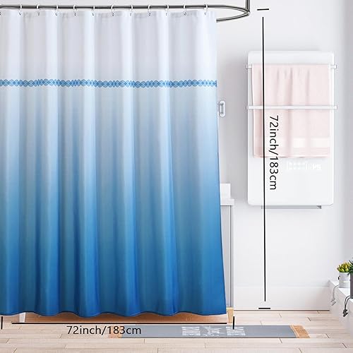 Miniatura 66 de Cortina de ducha de tela blanca con contrapeso inferior, calidad de hotel impermeable, 72 x 72 pulgadas, lavable a máquina B-blanco,Beige