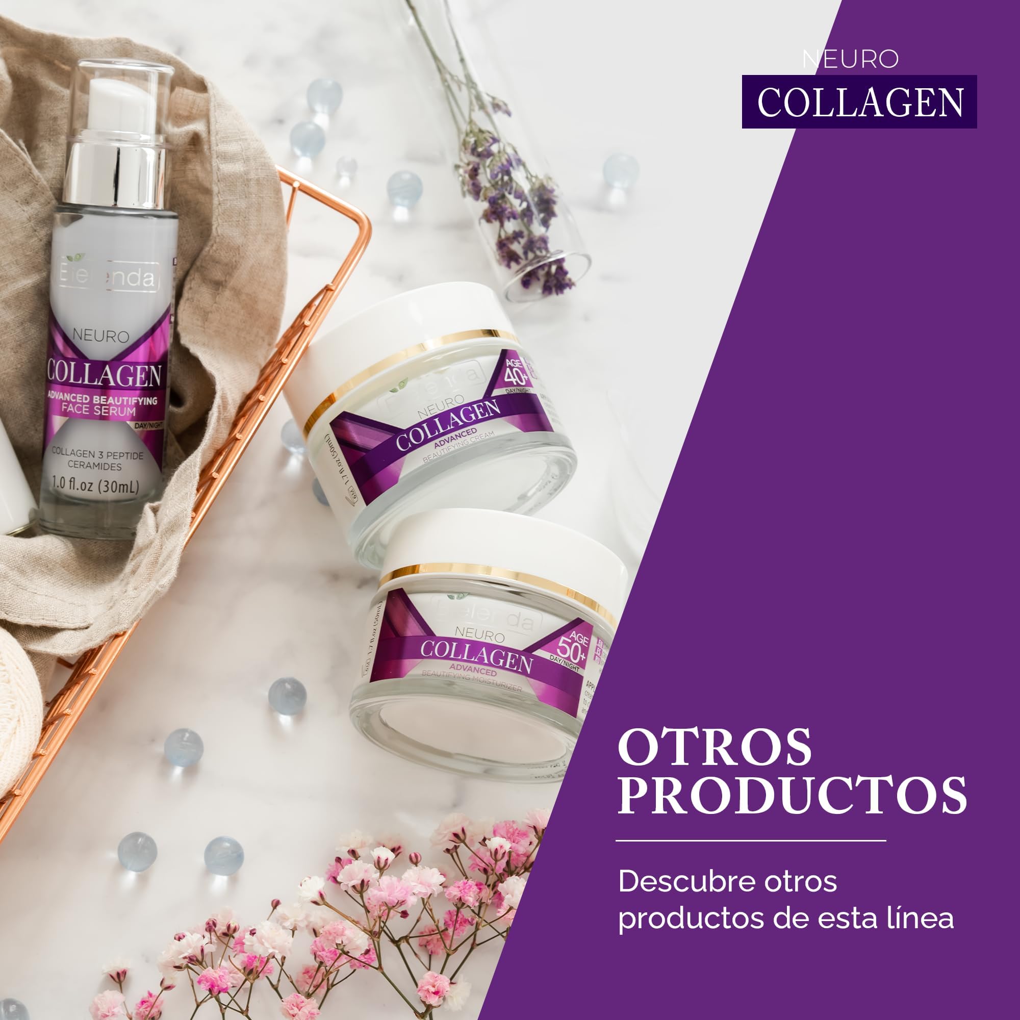 Bielenda Neuro Collagen Face Serum with Collagen Peptides and Ceramides, Anti-Ageing, Anti-Wrinkle, Day/Night, 30 ml