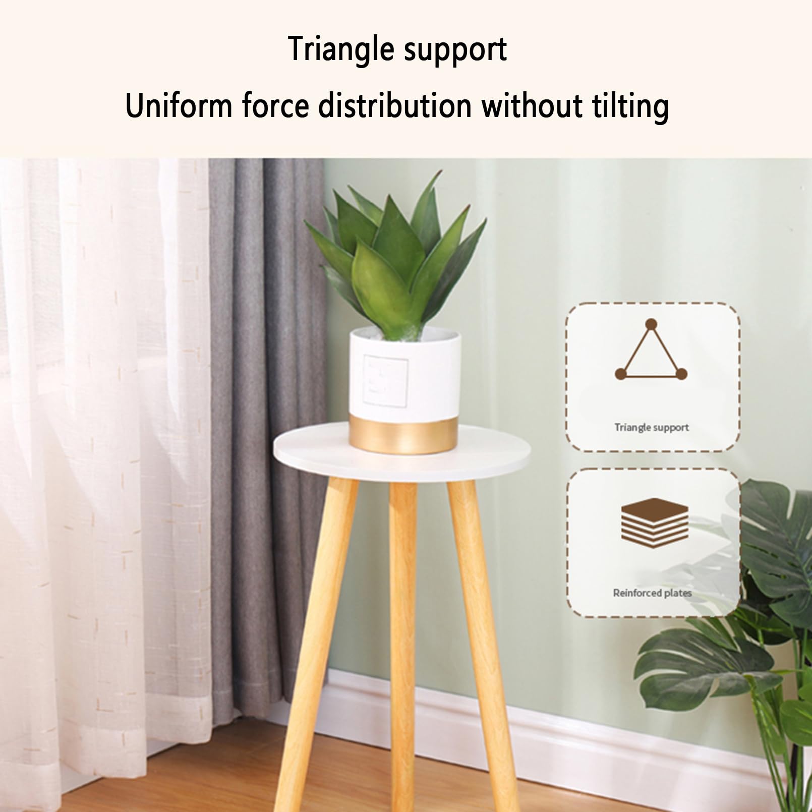Uneedem Supporto per piante da interno, moderno tavolo per piante alto 22,6 cm in legno metà secolo, piccolo tavolino rotondo