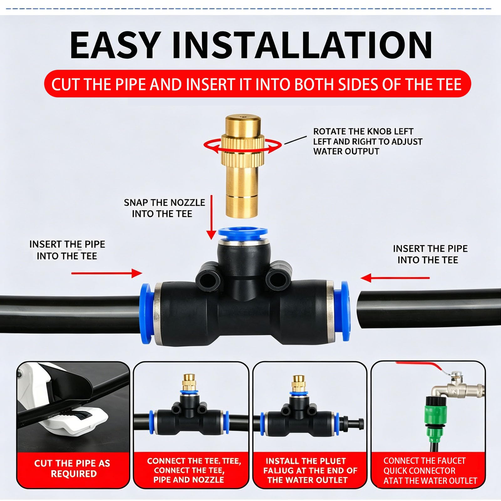Kit sistema di irrigazione, irrigazione a goccia, automatico, kit micro goccia con ugello spruzzatore regolabile per accessori serra, cortile, pr nero 30m 912 pipe + 30 sets of quick-connect fittings