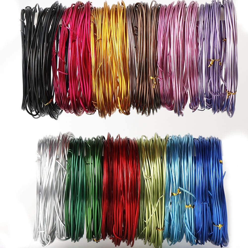 ZHONGJIUYUAN Aluminum Wire, Jewelry Craft Making Beading Floral Colored Aluminum Craft Wire,12 Color (5M/roll 2mm)