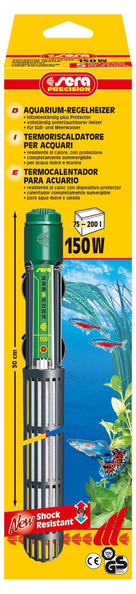 Riscaldatore Per Acquario Sera - 150W Con Vetro Al Quarzo | Termostato Per Pesci - Foto 9