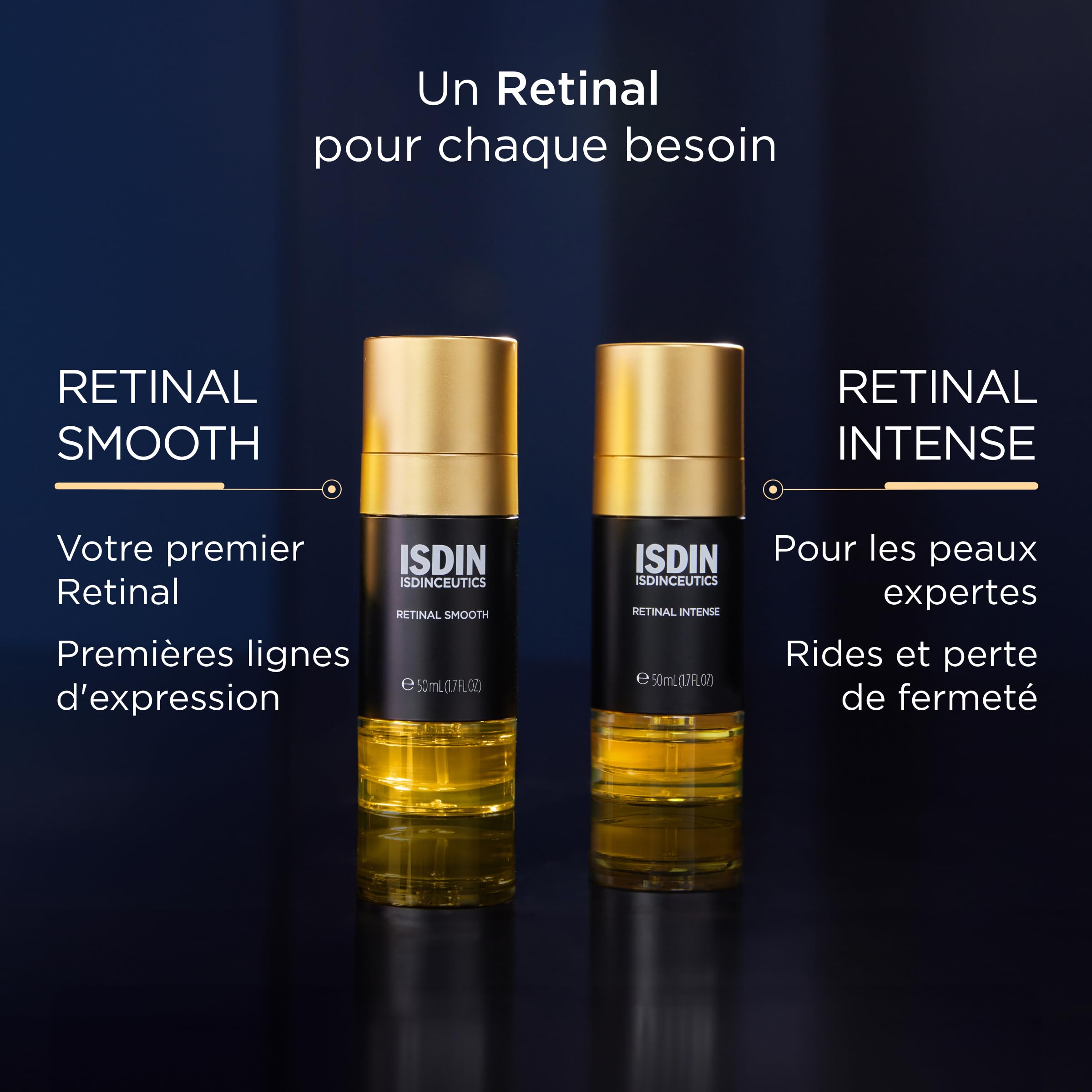 ISDIN ISDINCEUTICS RETINAL SMOOTH, Retinal dwufazowe serum do twarzy na noc dla świecącej skóry, zapobiega wczesnym oznakom wieku, przeciwstarzeniowe, 50 ml