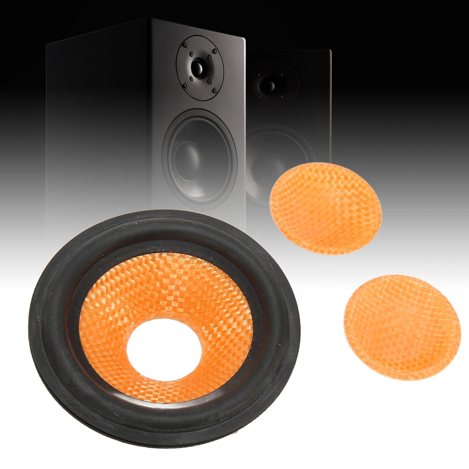Paper Speaker Cone Subwoofer Cones Drum Paper 0.8 Inches Inner Diameter with Rubber Surround Orange for 3 Inches Speaker