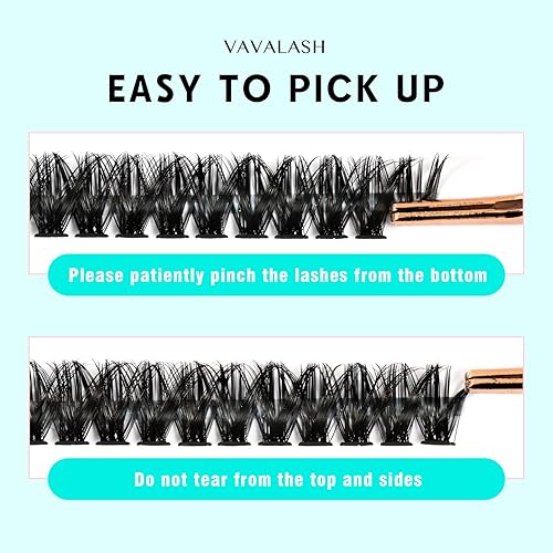 Miniatura 5 de VAVALASH - Extensiones de pestañas en racimo individuales 50D-0.07-D 9-16mm, 300 unidades, de visón sintético, extensiones de pestañas postizas en