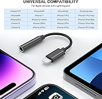 Vista 5 de [Certificado MFi de Apple] Paquete de 2 Adaptador de Conector de Auriculares iPhone 3.5mm, Adaptador de Lightning a Conector de Auriculares 3.5mm