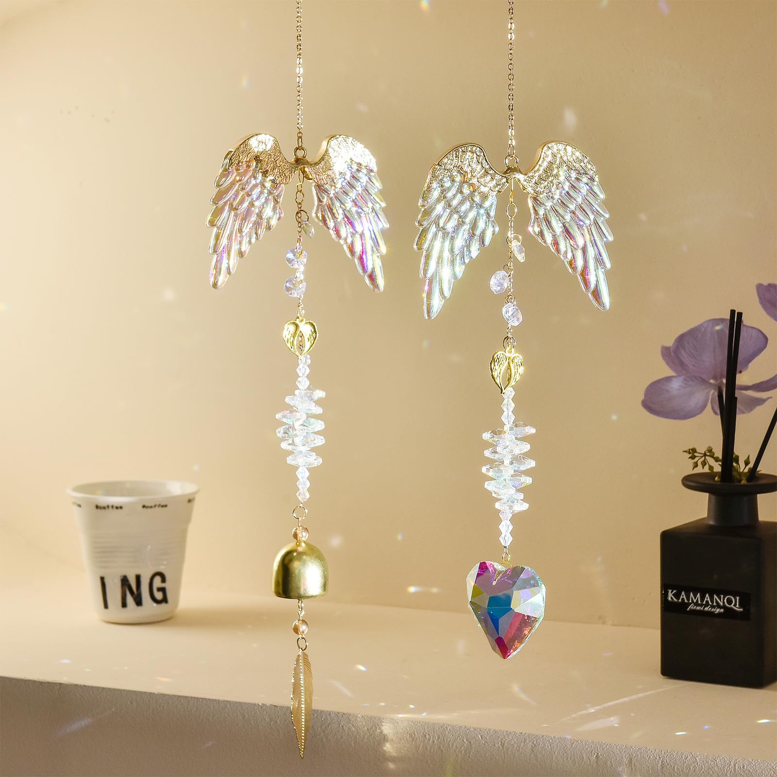Suncatcher Kit Angel Wings Made Of Cystal, Gold-Tone Sunlight