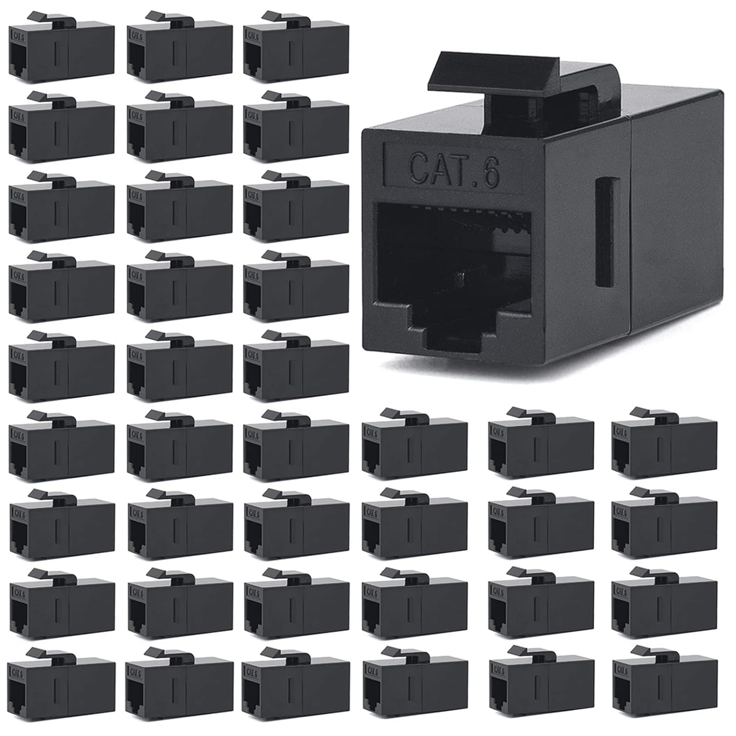 RJ45 Patchkabel Kupplung CAT6, 40 Stück LAN Verbinder Netzwerk Buchse Adapter Geschirmt (40 Stück, Schwarz)
