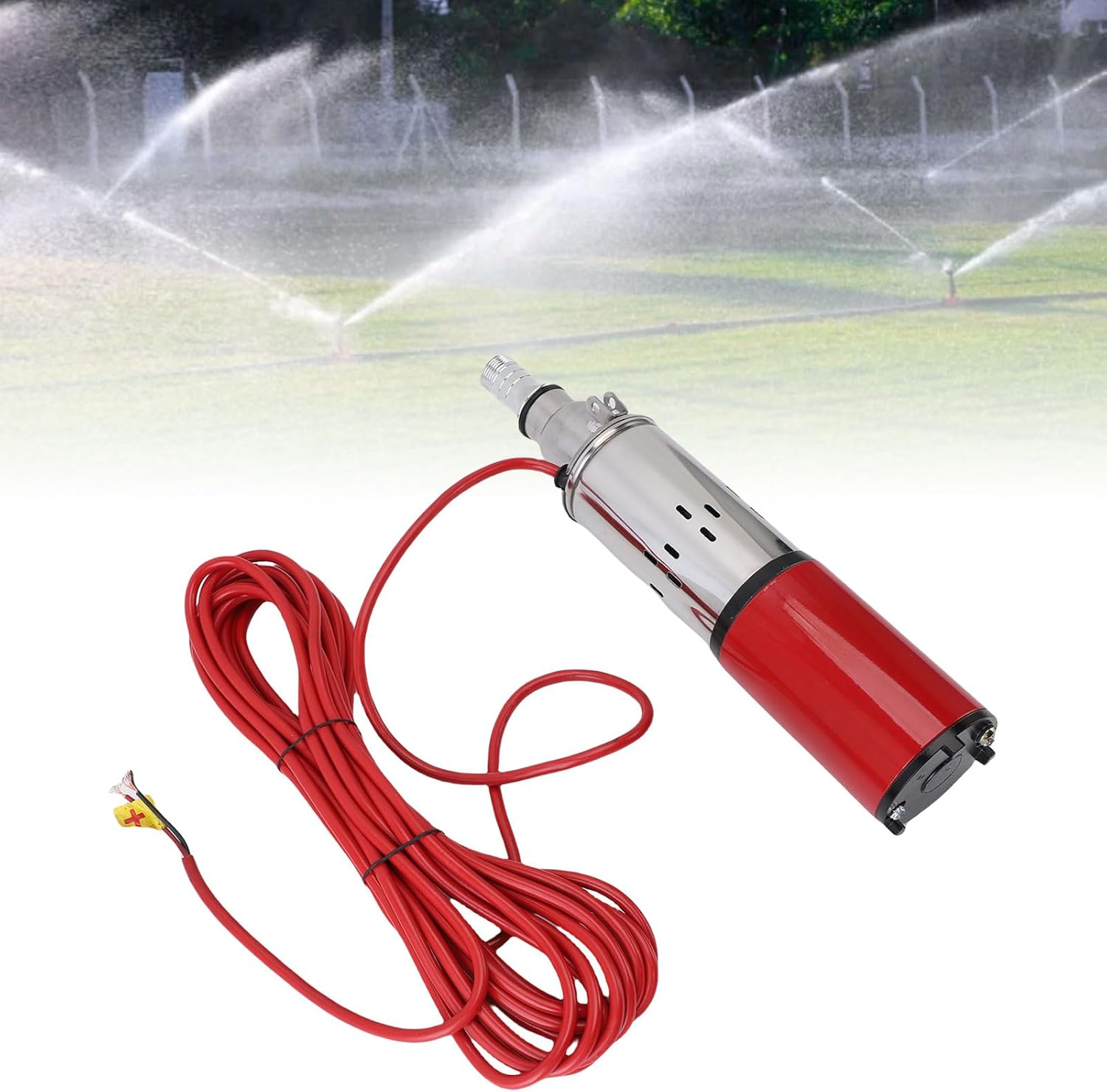 Solar Deep Well Pump, 340W Stainless Steel Submersible Pump with All Copper Motor for Home Irrigation Farm Water Supply 6.6GPM 196FT 1 Inch Outlet
