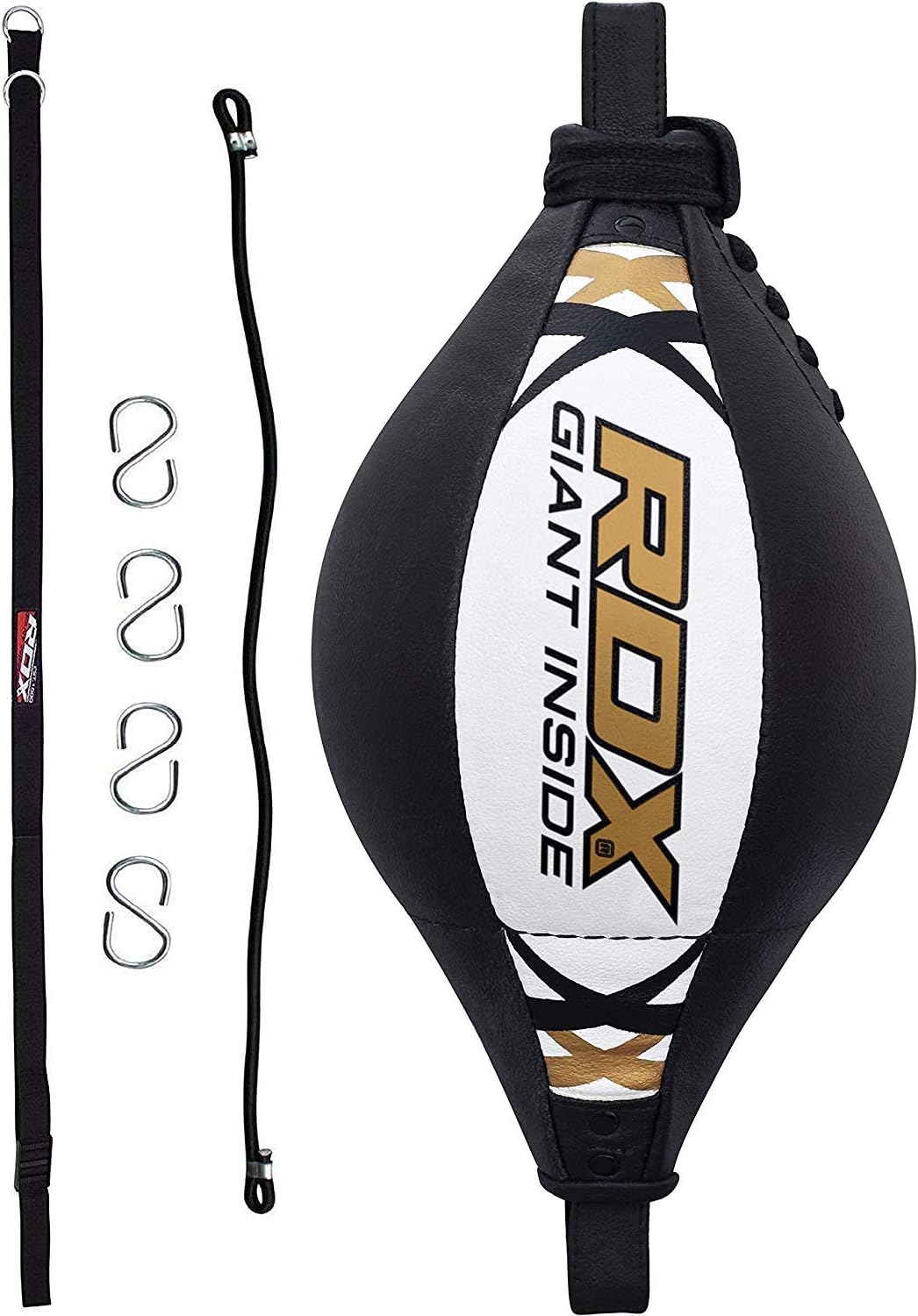 RDX Double End Speed Ball Maya Hide Leather Boxing Ball Dodge Speed Bag Punching MMA Training Workout Floor to Ceiling Rope